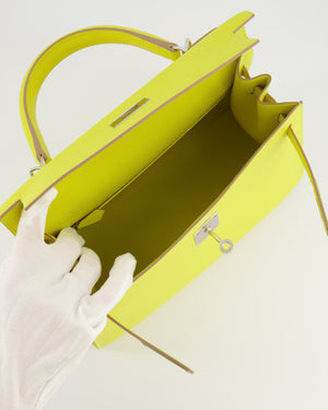 Hermès Kelly 28 Sellier Bag in Lime Epsom Leather with Palladium Hardware