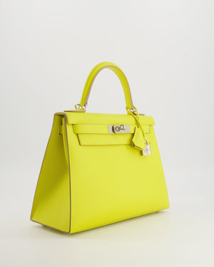 Hermès Kelly 28 Sellier Bag in Lime Epsom Leather with Palladium Hardware