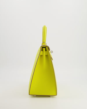 Hermès Kelly 28 Sellier Bag in Lime Epsom Leather with Palladium Hardware