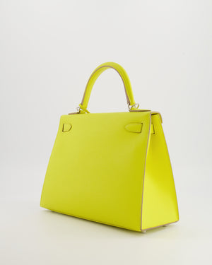 Hermès Kelly 28 Sellier Bag in Lime Epsom Leather with Palladium Hardware