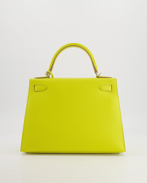 Hermès Kelly 28 Sellier Bag in Lime Epsom Leather with Palladium Hardware