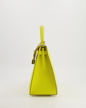 Hermès Kelly 28 Sellier Bag in Lime Epsom Leather with Palladium Hardware