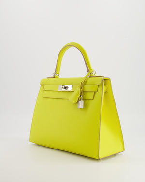 Hermès Kelly 28 Sellier Bag in Lime Epsom Leather with Palladium Hardware