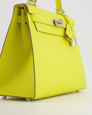 Hermès Kelly 28 Sellier Bag in Lime Epsom Leather with Palladium Hardware