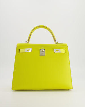 Hermès Kelly 28 Sellier Bag in Lime Epsom Leather with Palladium Hardware