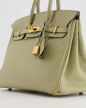 Hermès Birkin 25 Retourne Bag in Sauge Swift Leather with Gold Hardware