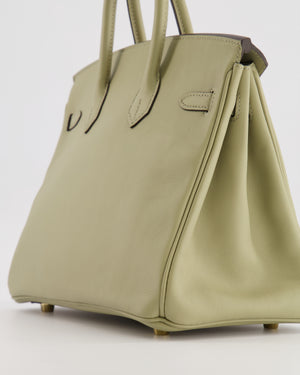 Hermès Birkin 25 Retourne Bag in Sauge Swift Leather with Gold Hardware