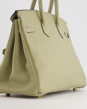 Hermès Birkin 25 Retourne Bag in Sauge Swift Leather with Gold Hardware
