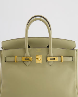 Hermès Birkin 25 Retourne Bag in Sauge Swift Leather with Gold Hardware