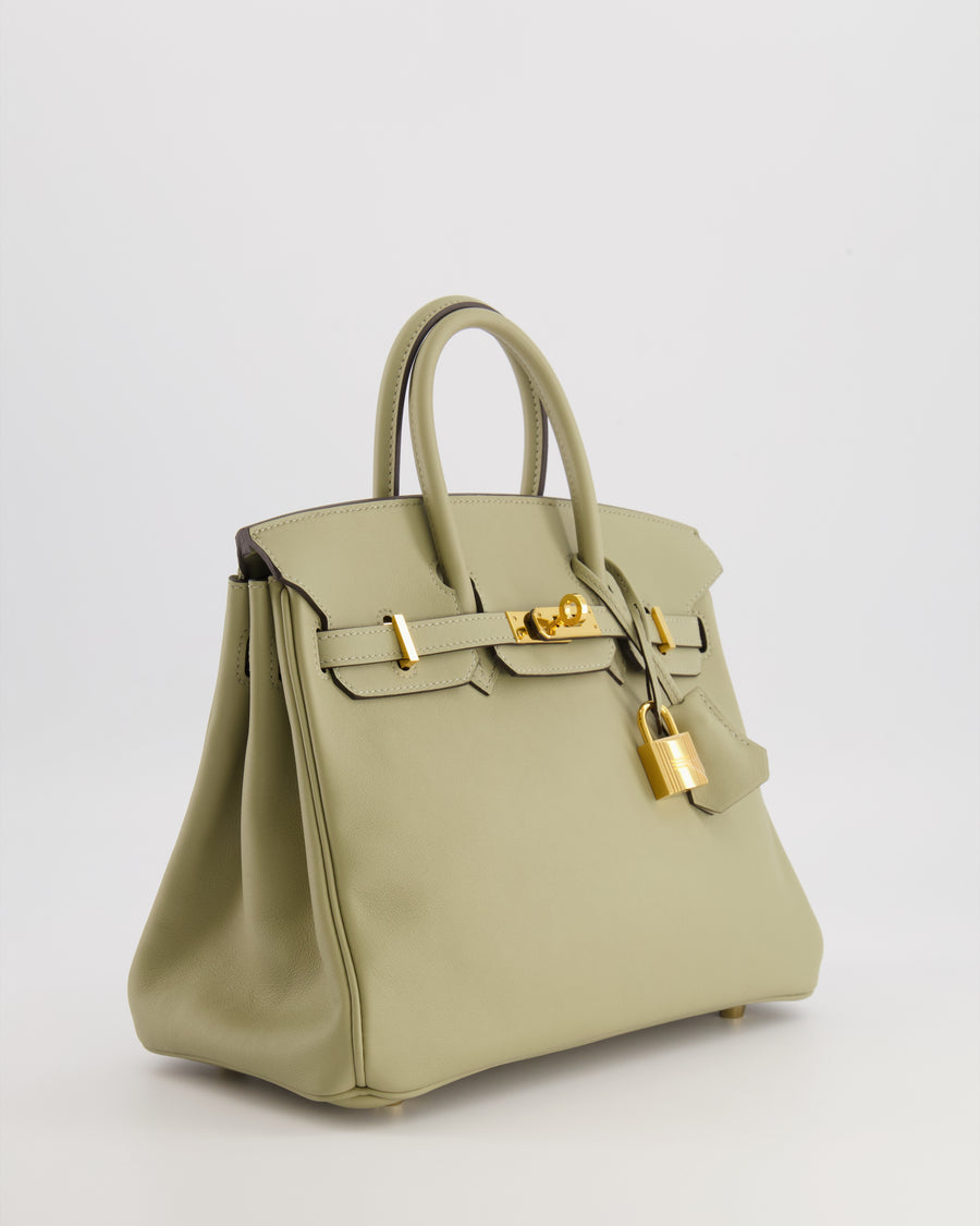 Hermès Birkin 25 Retourne Bag in Sauge Swift Leather with Gold Hardware