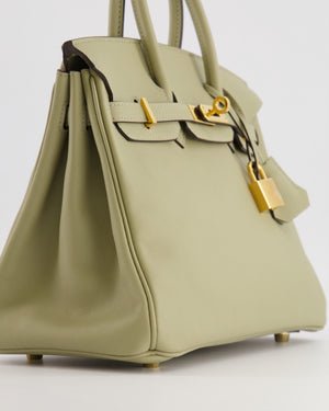 Hermès Birkin 25 Retourne Bag in Sauge Swift Leather with Gold Hardware