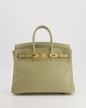Hermès Birkin 25 Retourne Bag in Sauge Swift Leather with Gold Hardware