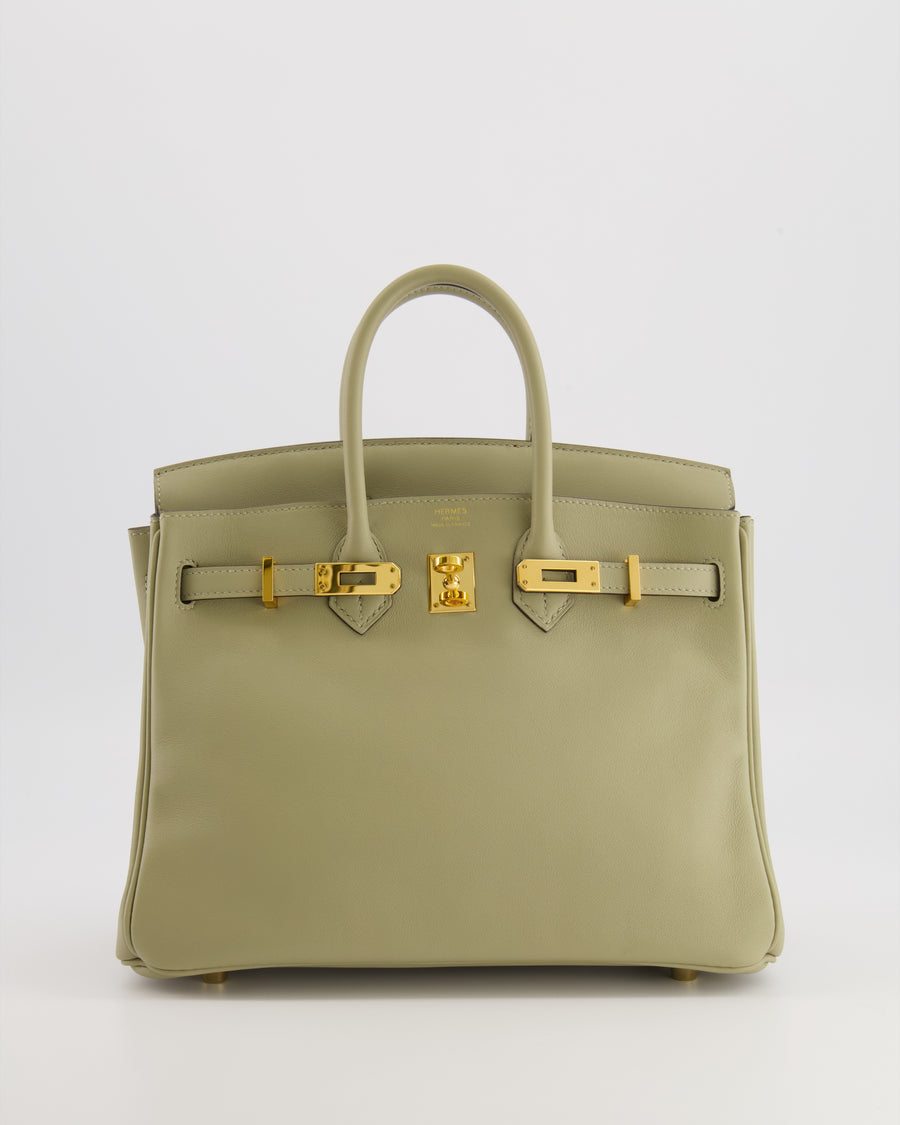 Hermès Birkin 25 Retourne Bag in Sauge Swift Leather with Gold Hardware