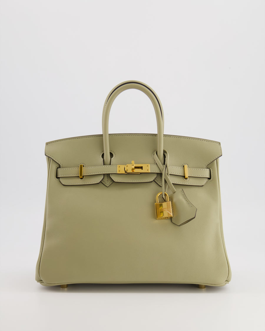 Hermès Birkin 25 Retourne Bag in Sauge Swift Leather with Gold Hardware