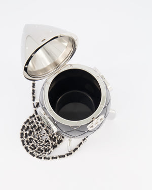 *COLLECTOR'S PIECE* Chanel FW17 Runway Black Plexiglass Rocket Ship Bag with Silver Hardware and Crystal Details