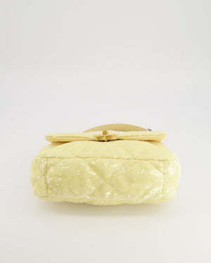 *HOT* Chanel Cruise 2021 Medium 19 Flap Bag in Light Yellow Sequins with Tricolour Antique Gold, Antique Silver and Silver Hardware