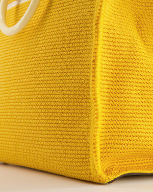 Fendi Sunshine Tote Bag in Yellow and White Crochet Canvas with Gold Hardware