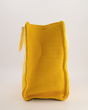 Fendi Sunshine Tote Bag in Yellow and White Crochet Canvas with Gold Hardware