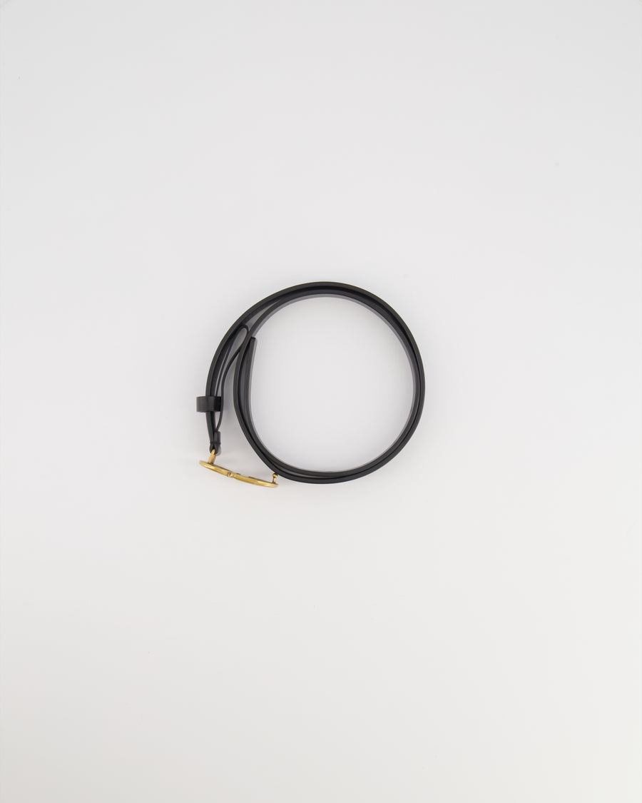 Christian Dior Saddle Belt in Black Calfskin Leather with Antique Gold CD Logo Buckle Size 75cm RRP £470