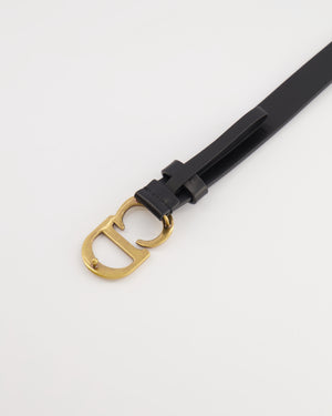 Christian Dior Saddle Belt in Black Calfskin Leather with Antique Gold CD Logo Buckle Size 75cm RRP £470