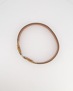 Fendi Brown and Black Velvet Zucca Motif Belt with Silver Hardware Size 75cm