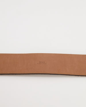 Fendi Brown and Black Velvet Zucca Motif Belt with Silver Hardware Size 75cm