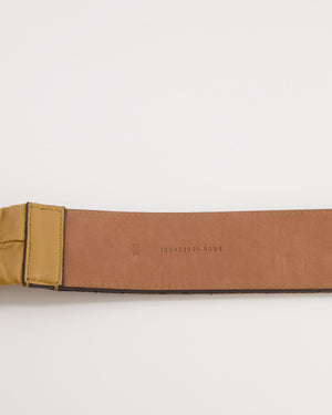 Fendi Brown and Black Velvet Zucca Motif Belt with Silver Hardware Size 75cm