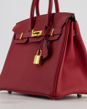 Hermès Birkin 25 Retourne Bag in Rouge Grenat Togo Leather with Gold Hardware