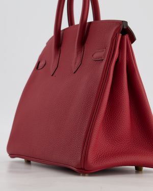 Hermès Birkin 25 Retourne Bag in Rouge Grenat Togo Leather with Gold Hardware