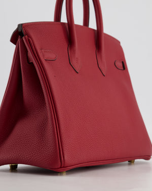 Hermès Birkin 25 Retourne Bag in Rouge Grenat Togo Leather with Gold Hardware