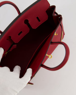 Hermès Birkin 25 Retourne Bag in Rouge Grenat Togo Leather with Gold Hardware