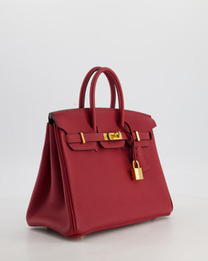 Hermès Birkin 25 Retourne Bag in Rouge Grenat Togo Leather with Gold Hardware