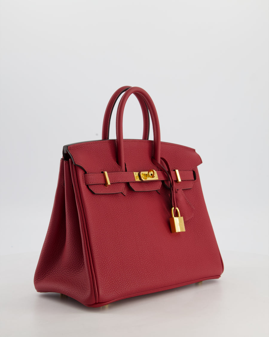 Hermès Birkin 25 Retourne Bag in Rouge Grenat Togo Leather with Gold Hardware