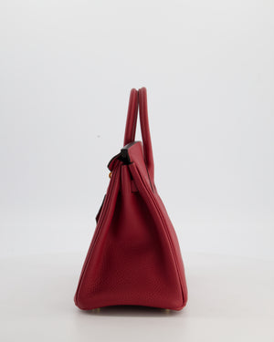 Hermès Birkin 25 Retourne Bag in Rouge Grenat Togo Leather with Gold Hardware