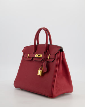 Hermès Birkin 25 Retourne Bag in Rouge Grenat Togo Leather with Gold Hardware
