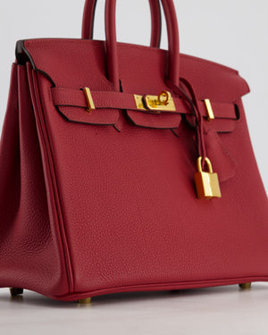 Hermès Birkin 25 Retourne Bag in Rouge Grenat Togo Leather with Gold Hardware