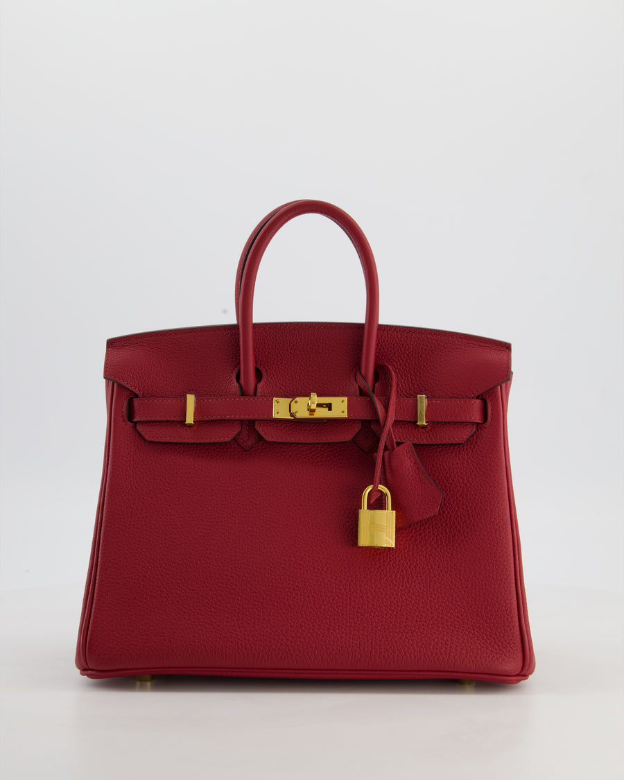 Hermès Birkin 25 Retourne Bag in Rouge Grenat Togo Leather with Gold Hardware