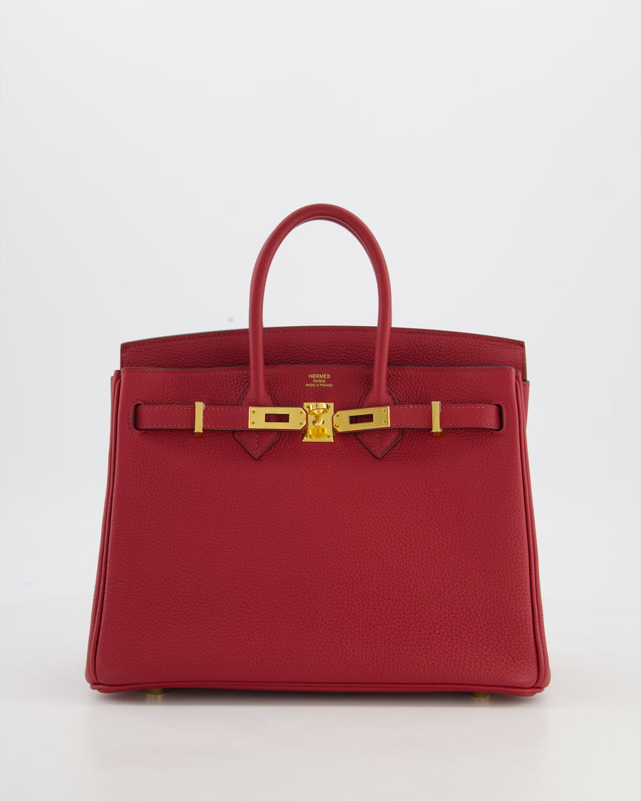 Hermès Birkin 25 Retourne Bag in Rouge Grenat Togo Leather with Gold Hardware