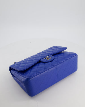 Chanel Blue Jumbo Classic Double Flap Bag in Caviar Leather with Gunmetal Hardware