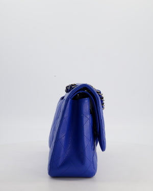 Chanel Blue Jumbo Classic Double Flap Bag in Caviar Leather with Gunmetal Hardware