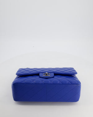 Chanel Blue Jumbo Classic Double Flap Bag in Caviar Leather with Gunmetal Hardware