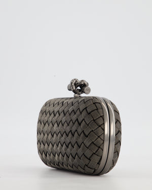 *HOT* Bottega Veneta Shiny Metal Grey Mini Intrecciato Mesh Knot Clutch