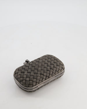 *HOT* Bottega Veneta Shiny Metal Grey Mini Intrecciato Mesh Knot Clutch