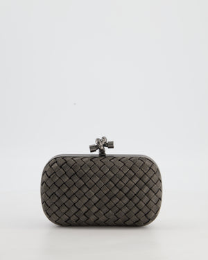 *HOT* Bottega Veneta Shiny Metal Grey Mini Intrecciato Mesh Knot Clutch