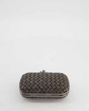 *HOT* Bottega Veneta Shiny Metal Grey Mini Intrecciato Mesh Knot Clutch
