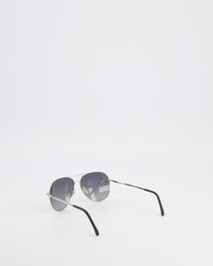 Chanel Silver Aviator Sunglasses with Grey Lenses and CC Logo Details