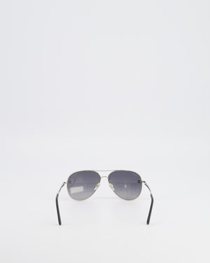 Chanel Silver Aviator Sunglasses with Grey Lenses and CC Logo Details