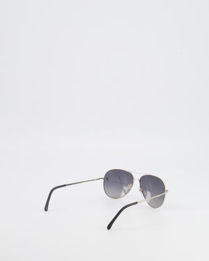 Chanel Silver Aviator Sunglasses with Grey Lenses and CC Logo Details