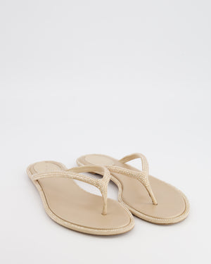 Rene Caovilla Beige Crystal Embellished Diana Thong Sandals Size EU 37.5 RRP £1,030