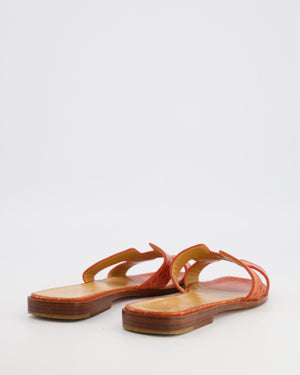 Hermès Orange Crocodile Leather Oran Sandals Size EU 37